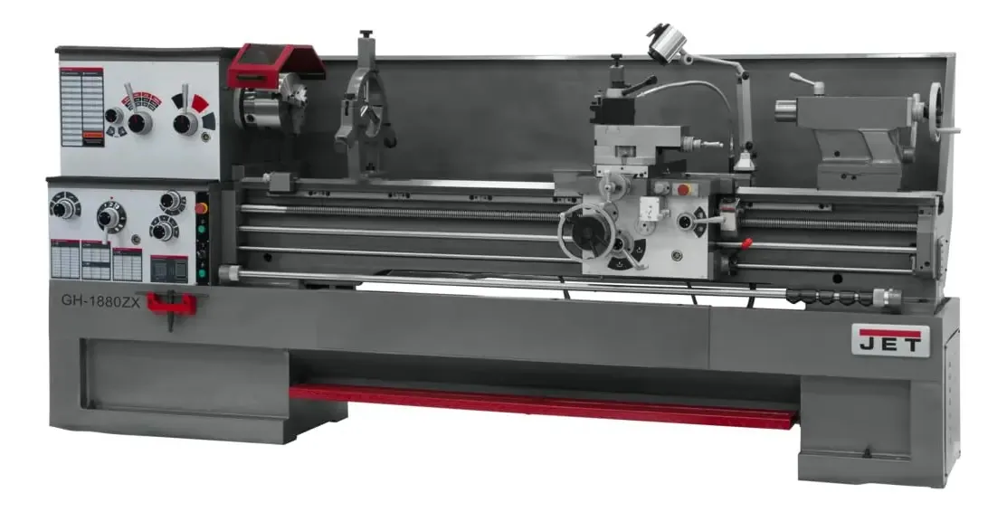 Torno de tanque Jet GH-1880zx com acessório cônico instalado