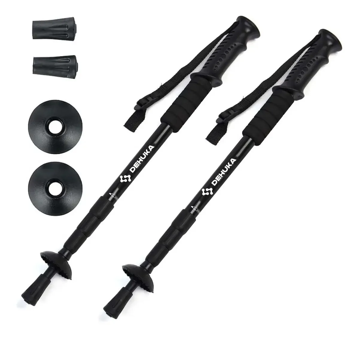 Bastões de trekking antichoque ajustáveis Kit X2 - Dehuka Black