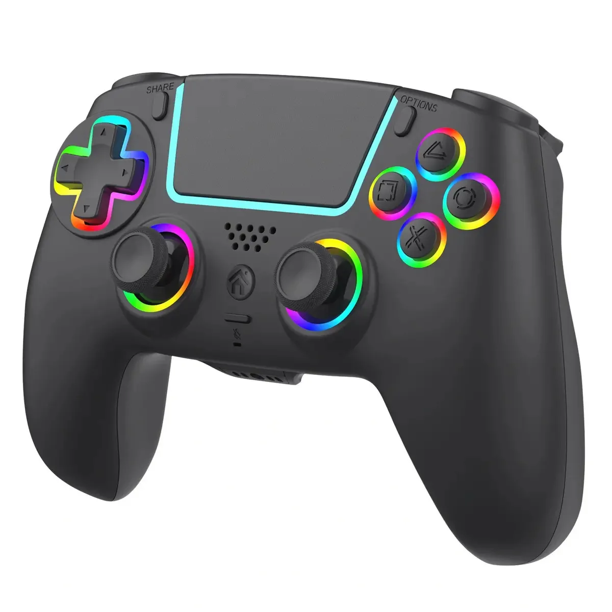 Controlador sem fio Dehuka Rgb compatível com PS5/PC, vibração dupla, carregamento USB, Turbo, para Playstation 5