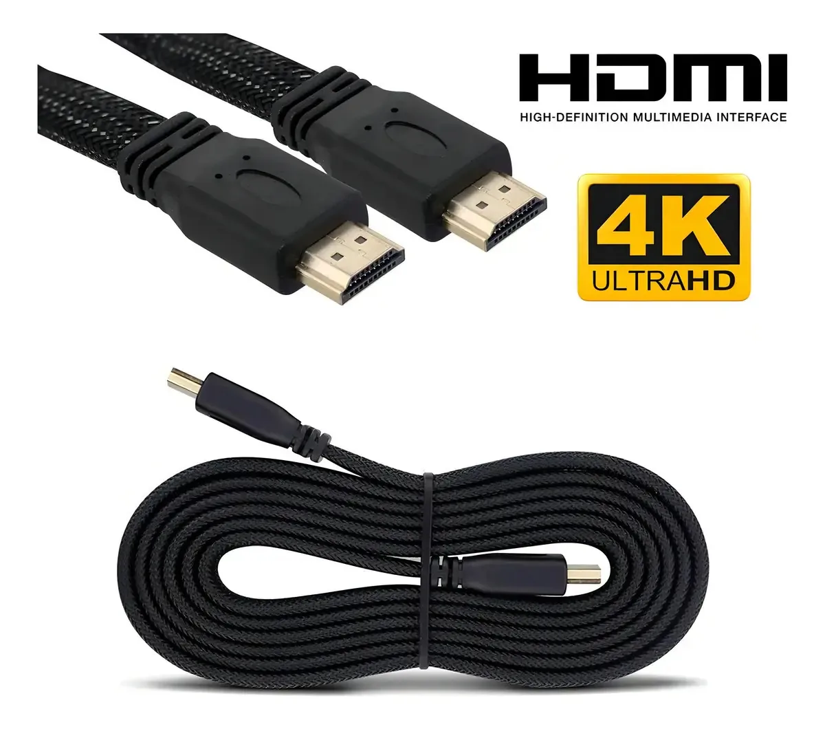 Cabo Hdmi 1080p Fullhd 1.4 3d Com Malha Achatado