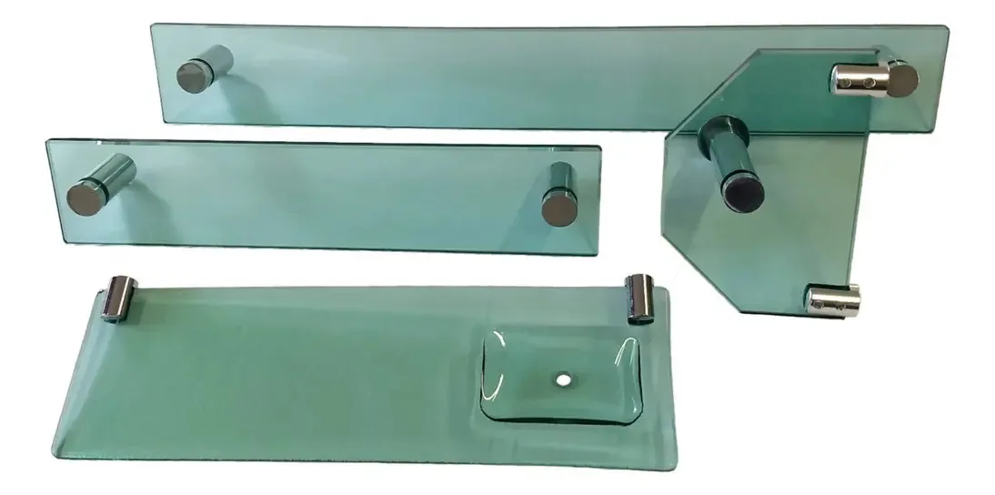 Kit Acessórios Para Banheiro Reto Max Vidro Verde