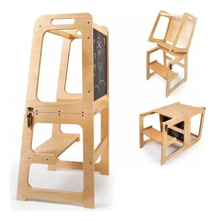 Torre de aprendizagem dobrável Montessori com prancheta, mesa e cadeira ajustáveis, torre de aprendizagem, torre de bebê Montessori, torre de aprendizagem Montessori