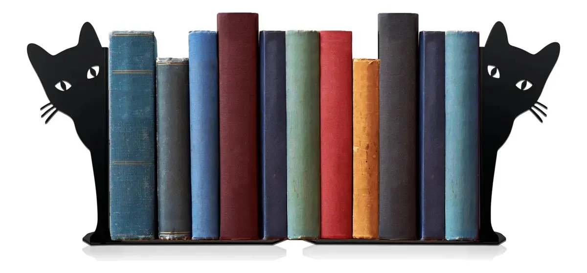 Suportes de livros de metal Peeping Cat Design para estante de livros