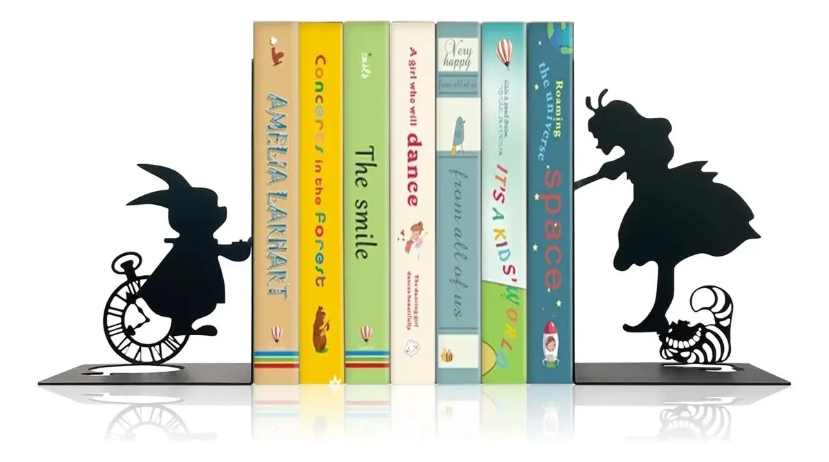 Suportes de livros decorativos Alice para prateleiras, suportes para livros
