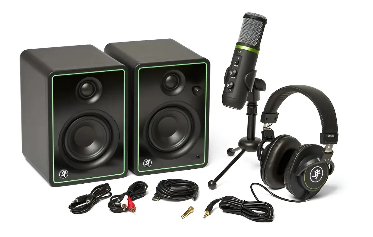 Kit Home Studio Mackie Creator Bundle CR3-X Monitor Microfone Fone Preto