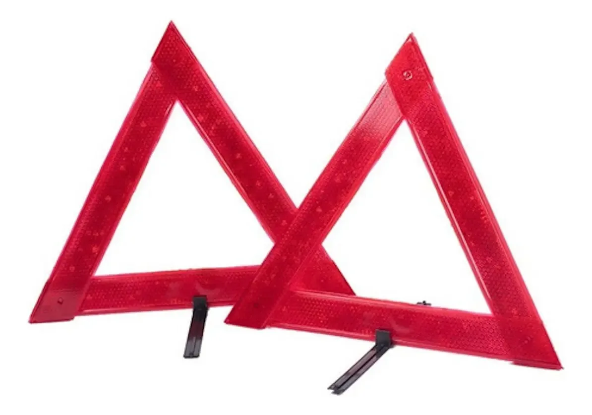 Faróis triangulares: 1 conjunto de 2 faróis refletivos portáteis padronizados de cor vermelha para veículos, caminhões, para defeitos, acidentes, emergência, 150 e 0,75 metros do caminhão-carro