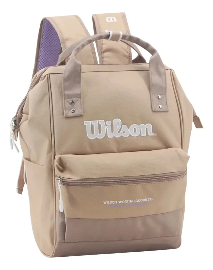Mochila feminina Wilson Urban Fisheye reforçada, adequada para treinamento, esportes, trabalho universitário, trabalho, porta-tablets, frasco para laptop, design moderno, atividades diárias, cor: bege