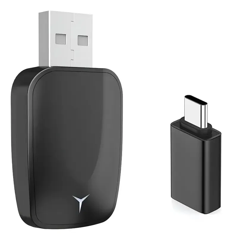 Adaptador sem fio Carplay Android Auto 2 em 1 da marca Carrello - Cor preta - USB + USB A Tipo C Adaptador USB-C