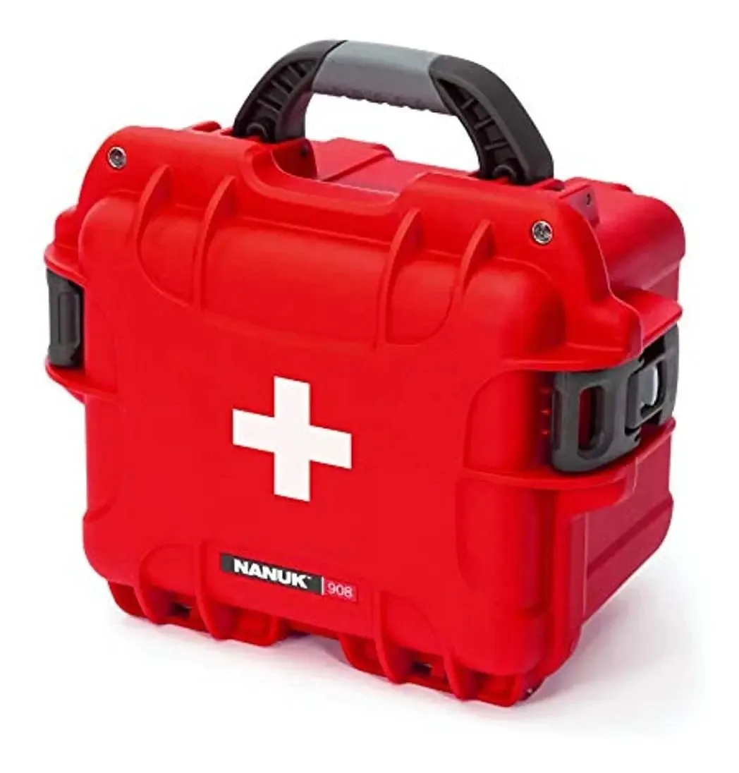 Nanuk 908 - Equipamento de sobrevivência à prova d'água para preparadores de primeiros socorros, resistente a poeira e impactos, aspirador de pó, vermelho (908-fsa9)