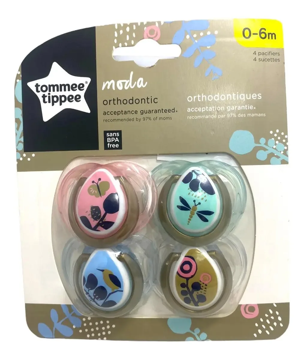 Chupetas para bebês Tommee Tippee, 4 peças de 0 a 6 m, rosa para meninos e meninas