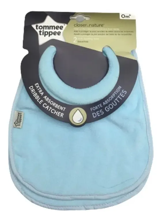 Pacote com 2 babadores Tommee Tippee, cor azul claro, protege a pele