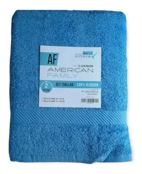 Toalha de banho Hand +, algodão, família americana, cor do canhão azul