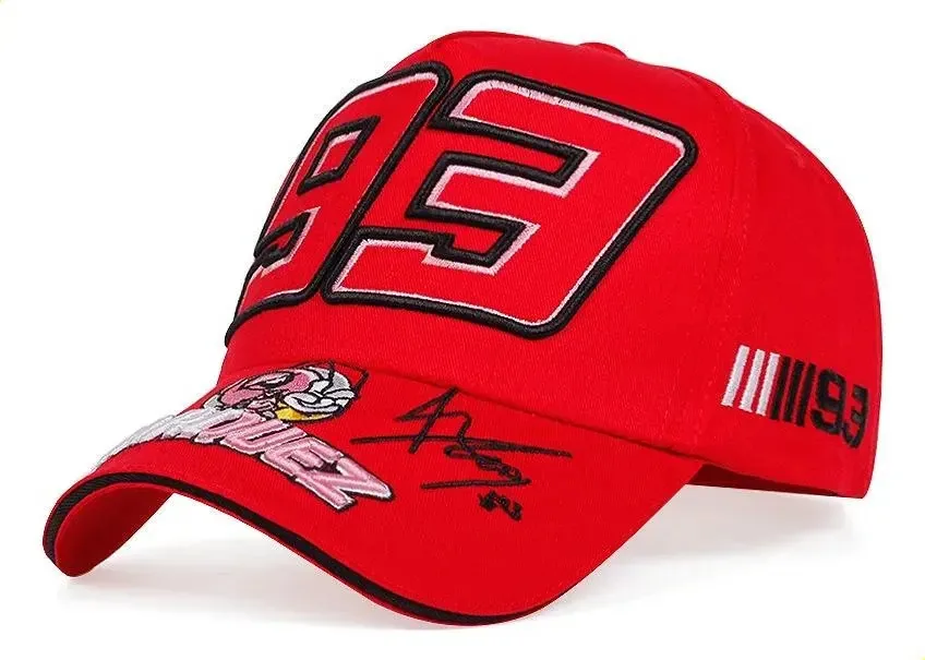 Boné ajustável Marquez 93 Moto Gp Black Sport Red, tamanho 58 cm
