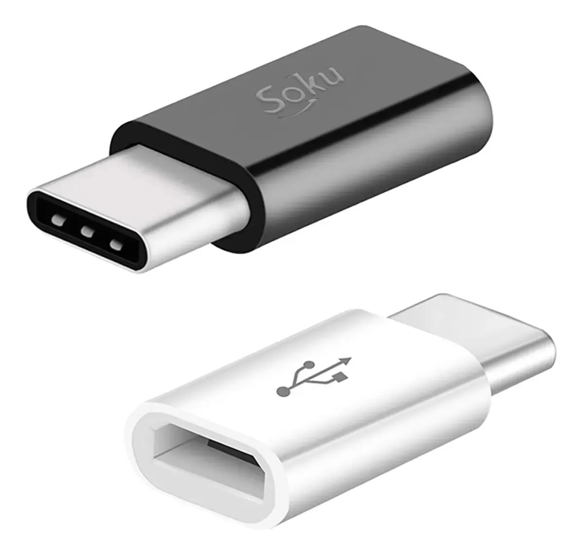 Adaptadores Soku 2 tipo C para Micro Usb V8 2.0, cor universal, preto/branco