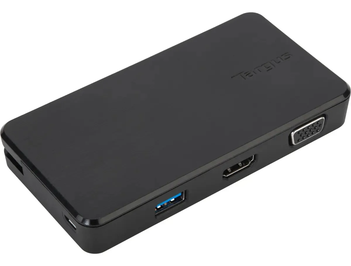 Base de viagem universal para laptop Targus Versalink com conectividade VGA/HDMI e 2 portas USB 3.0 para PC, Mac e Android (dock110usz)