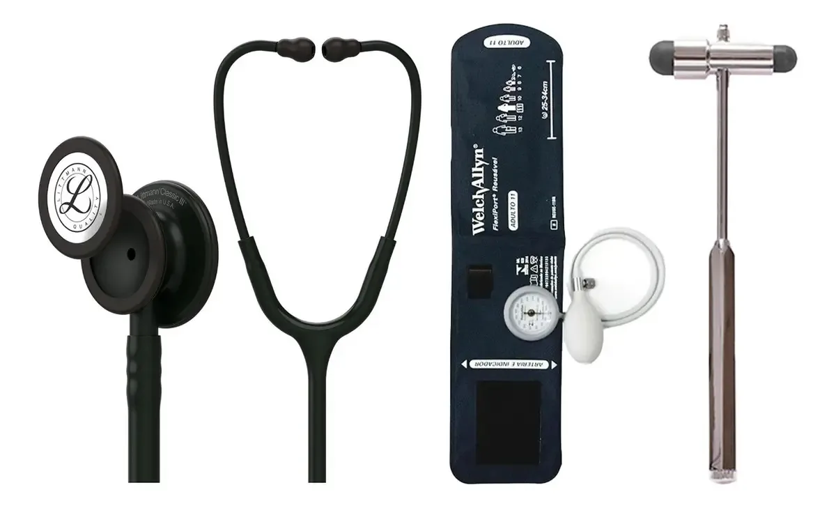 Estetoscópio Littmann Classic3 + medidores de pressão arterial ds44 + Hammer Color Black Edition