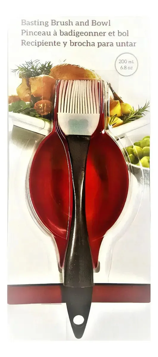 Recipiente para escovas de carne vermelha Rama Design e escova