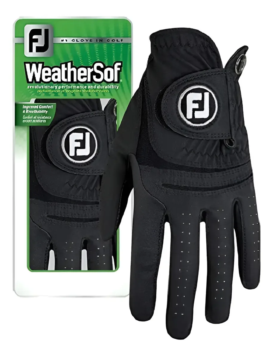 Luva de golfe Footjoy Weathersof Left Hand - cor de golfe 3n, preta, tamanho médio e grande