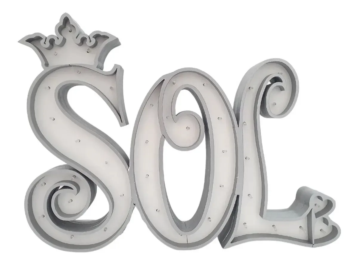 Nomes luminosos: 4 letras pintadas com luzes Polyfan de 20 cm