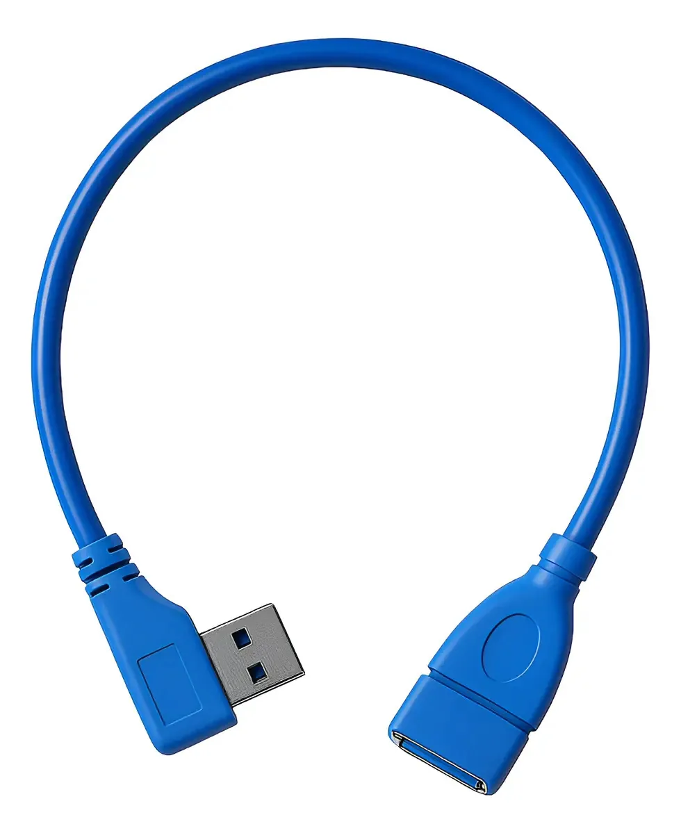 Cabo Extensor USB 3.0 Conecta Cabos 90 Graus 30cm Azul