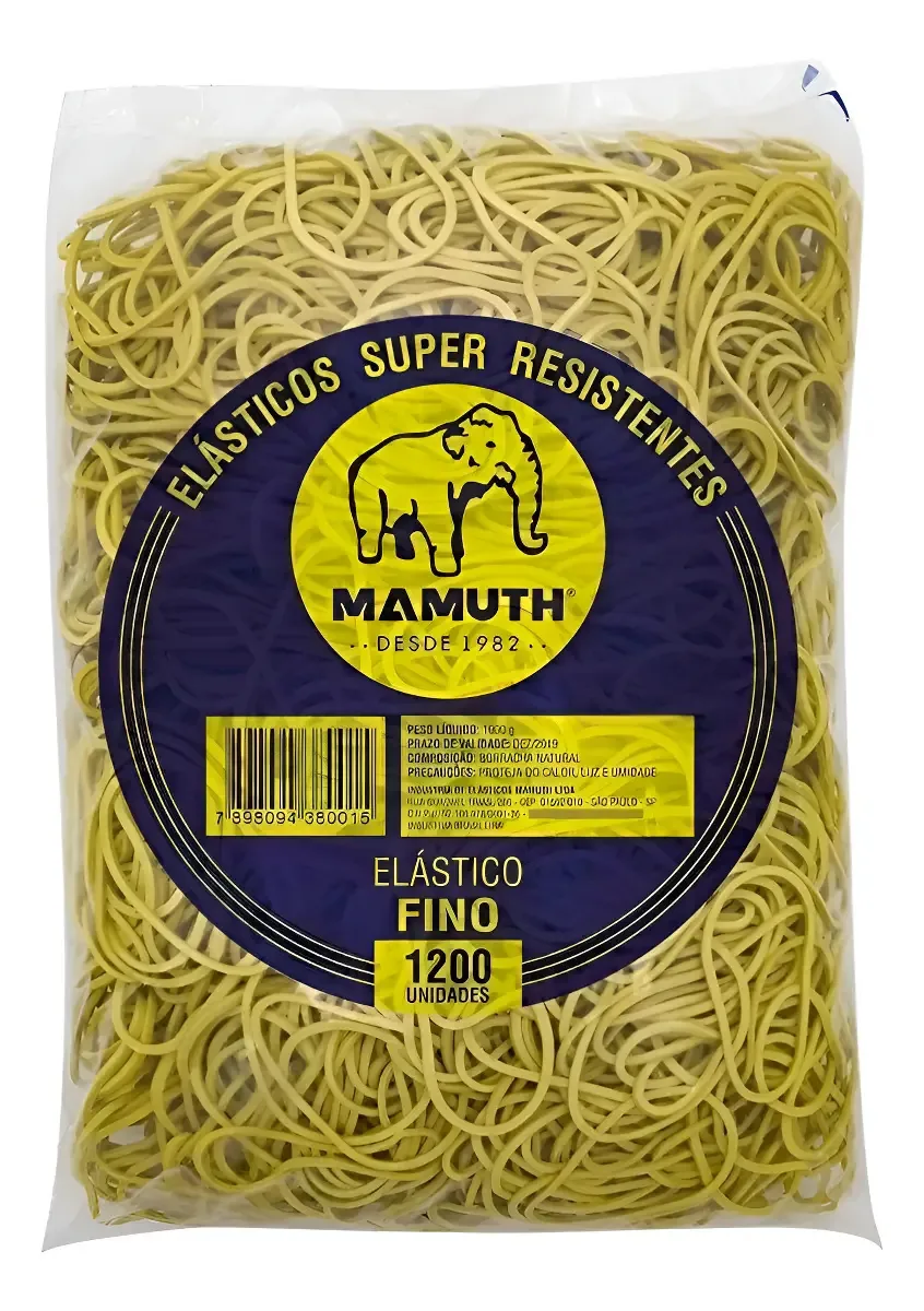 Elástico Borracha Amarelo N°18 1200 Unidades 1Kg Marca Mamuth