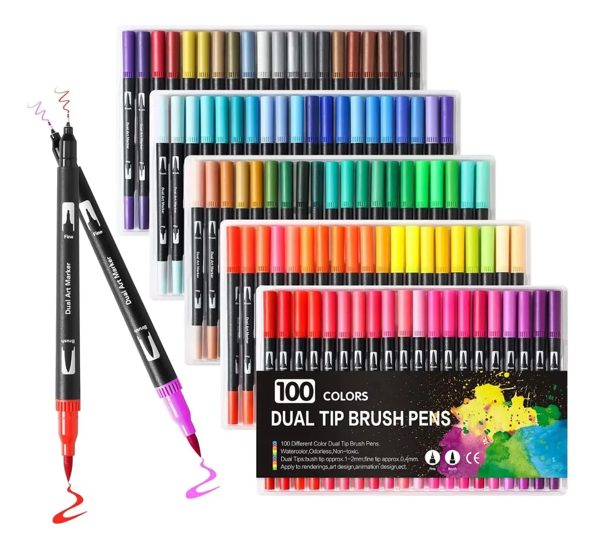 Canetas para colorir de 100 Pa e canetas de ponta dupla
