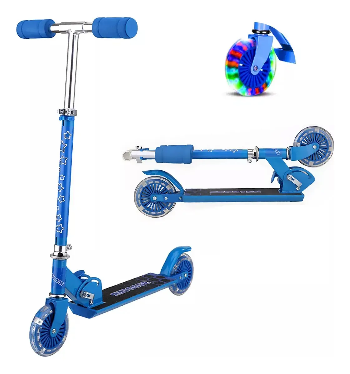 Scooters para crianças de 6 anos ou mais, skate dobrável azul marinho