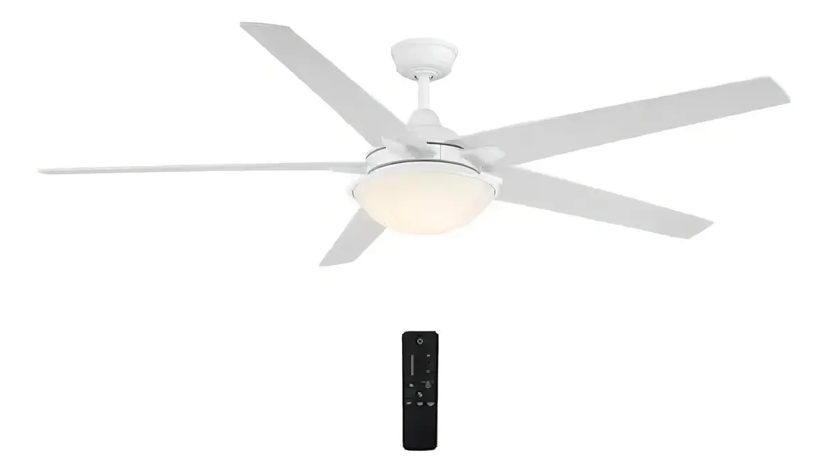 Ventilador de teto LED interno de 70 polegadas e 5 lâminas reversíveis Estrutura: lâminas brancas, diâmetro 70, frequência, 60 lâminas, material: madeira