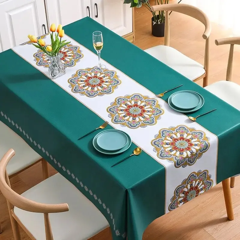 Toalhas de mesa retangulares impermeáveis PVC 1,4x2,2m Cor azul