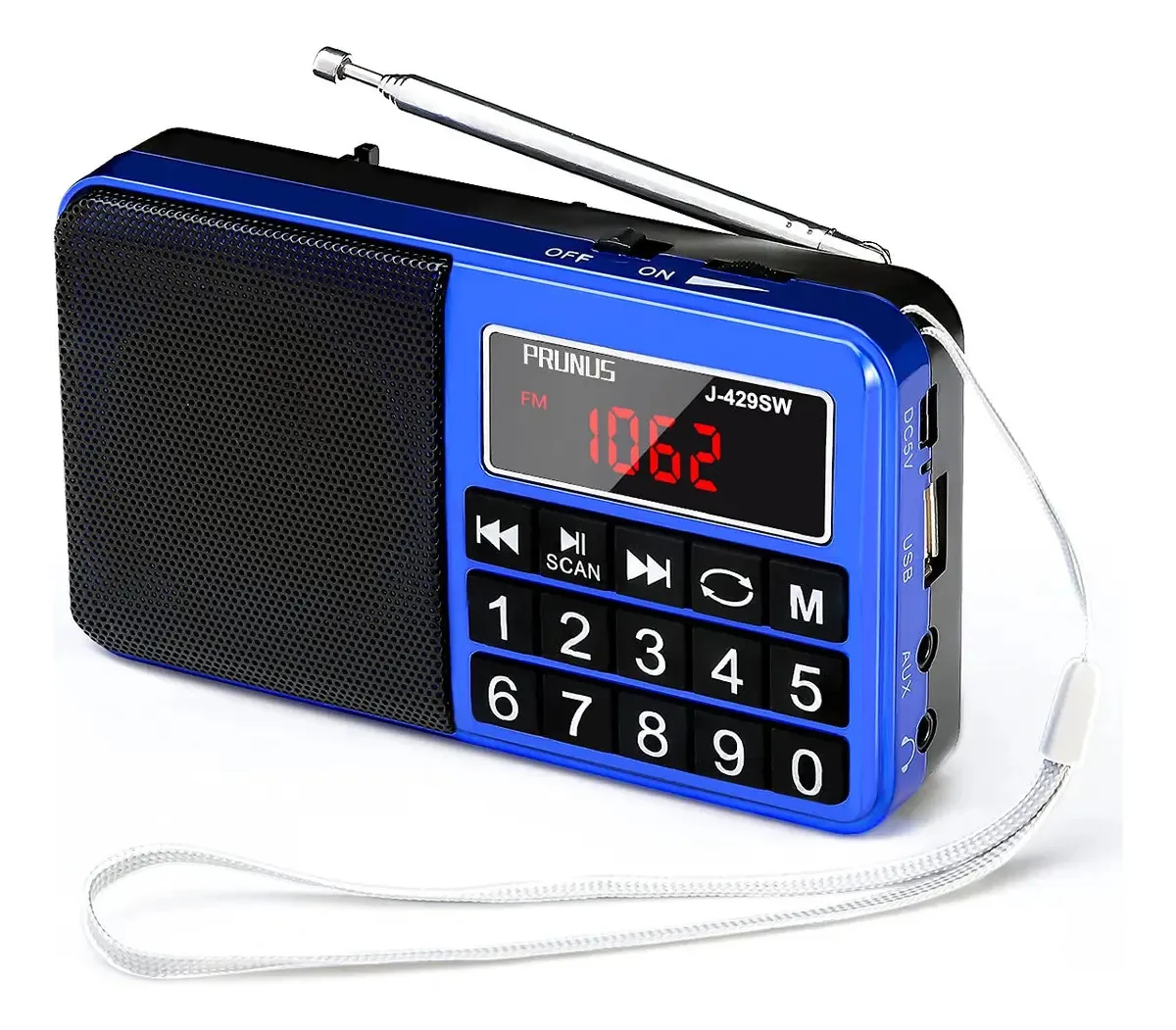 Rádio FM Prunus J-429SW digital portátil cor azul