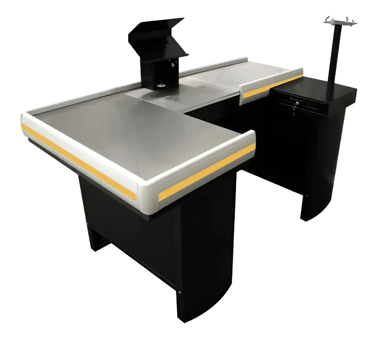 Checkout Caixa De Supermercado 1,80 Com Kit Automação Innal Cor Preto Perfil Amarelo