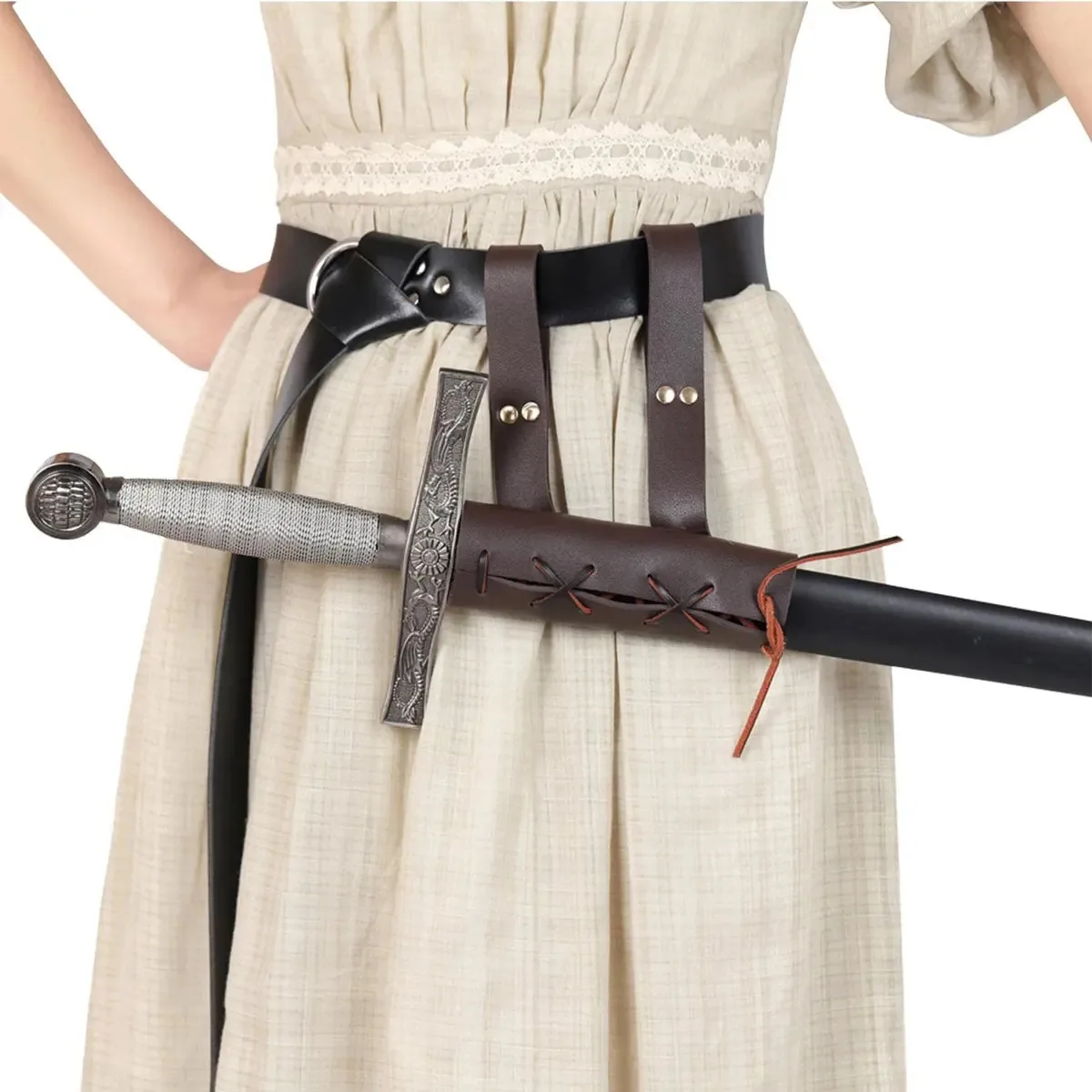 Couro de sapo medieval Ypeng | Estojo de couro sintético, estojo de couro para punhais, espadas piratas, porta-sapos