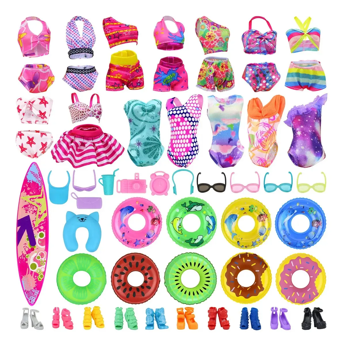 Roupa de boneca Ecore Fun de 35 peças, roupa de banho Play