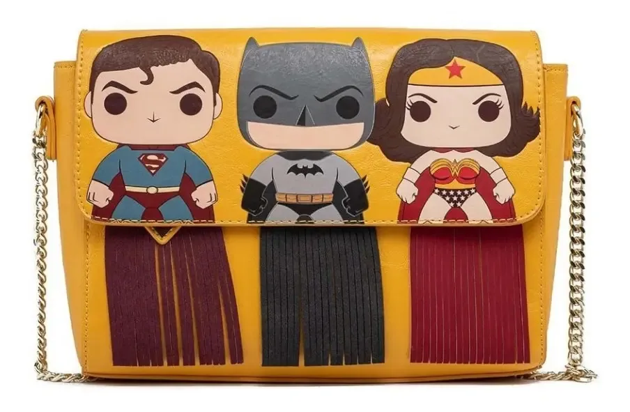 Capas com franjas Loungefly Funko Dc Comics, cor tiracolo, laranja