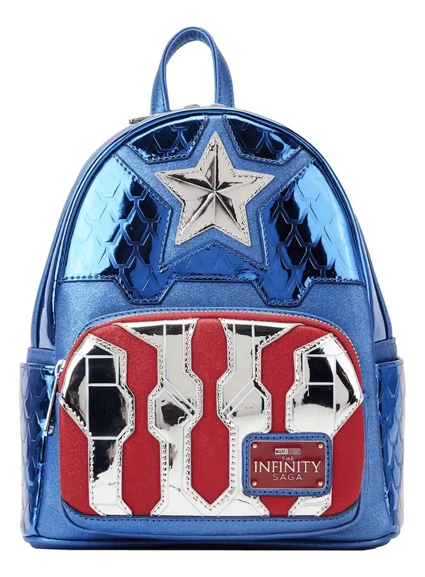 Loungefly Marvel Mochila Metálica Capitão América Cosplay Mini
