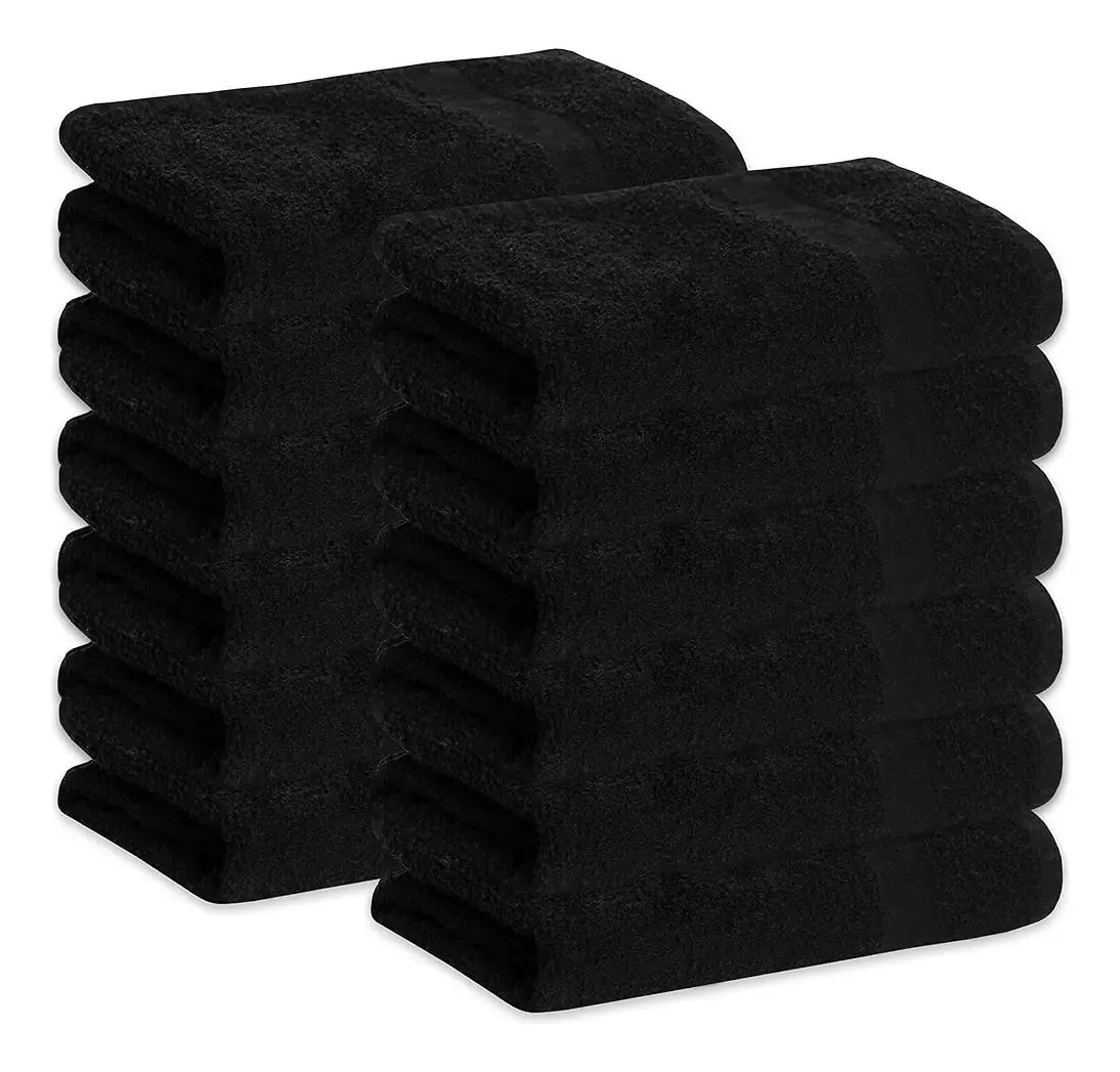 Pacote com 12 toalhas de microfibra preta Green Lifestyle Bleach Safe B