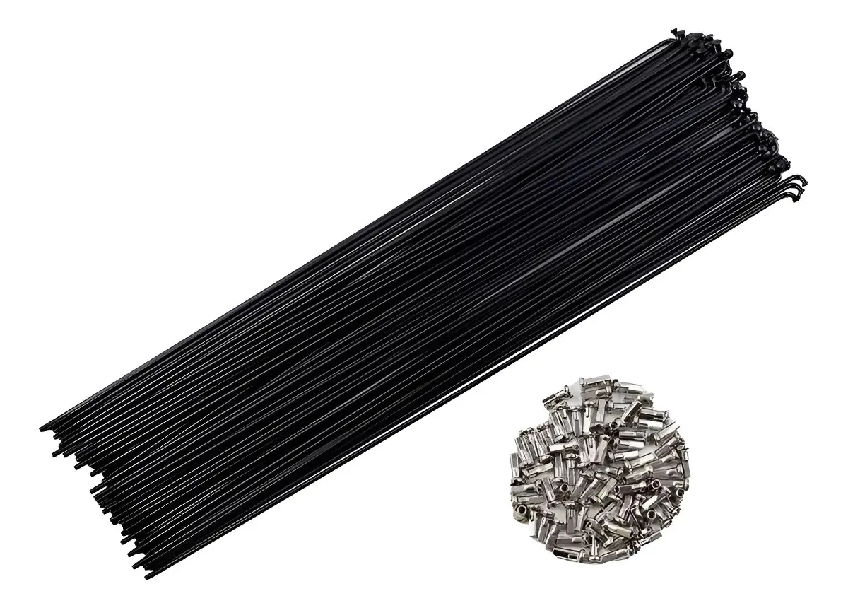 72 Raios P/ Bicicletas Em Inox Preto 293mm X 2.0 Com Niples