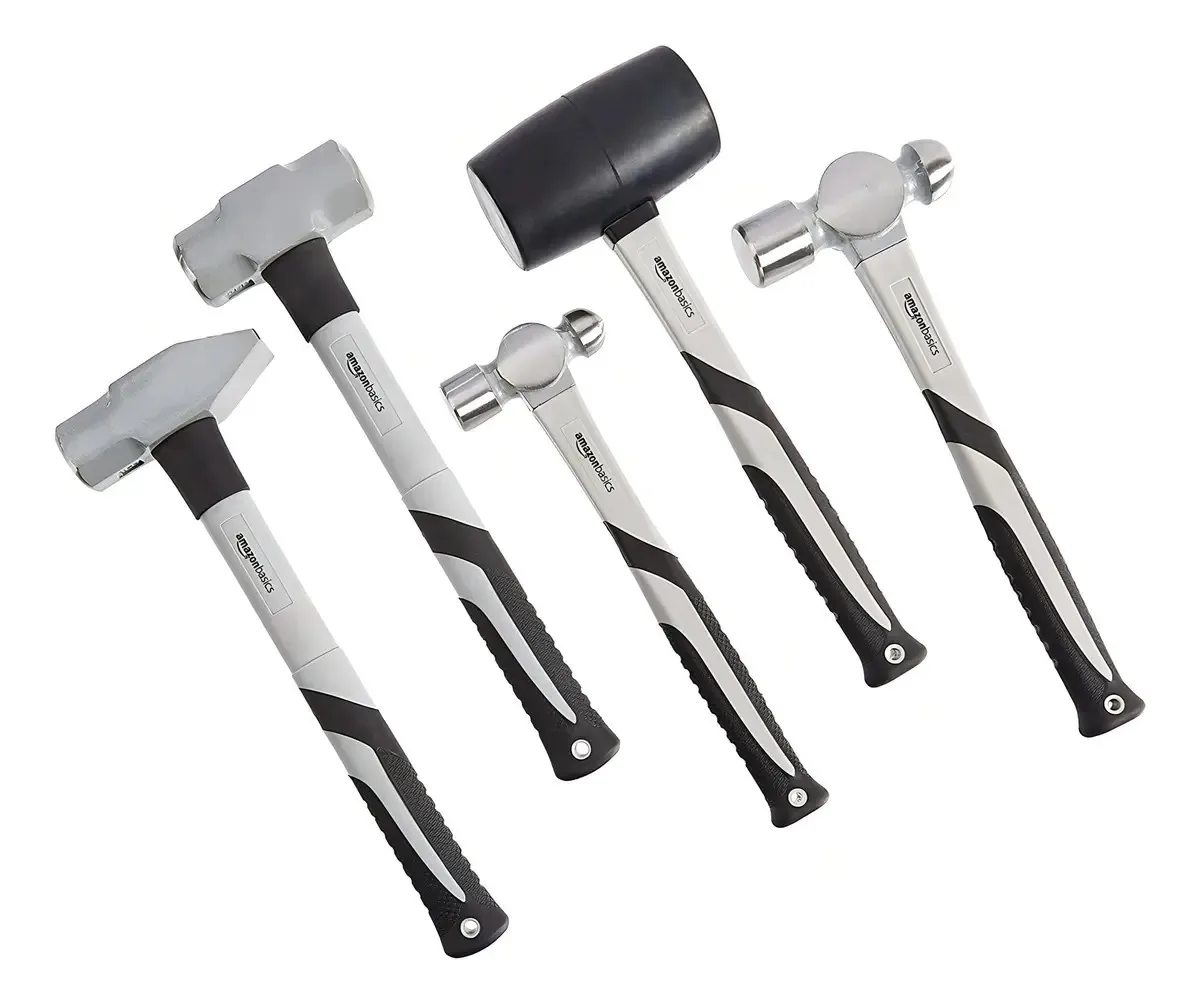 Amazonbasics - Conjunto de martelos de 5 peças - Cabo de fibra