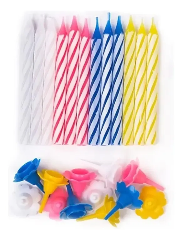 24 velas coloridas de aniversário