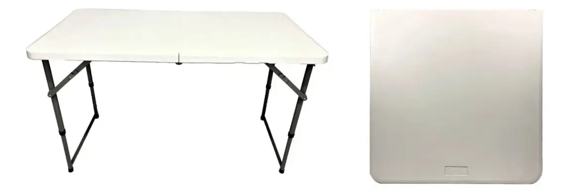 Mesa dobrável 1.22 m com 74 cm de altura vira maleta altura cor branco