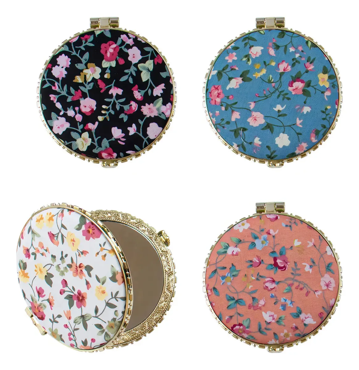 Auear, pacote de 4 espelhos compactos de maquiagem floral