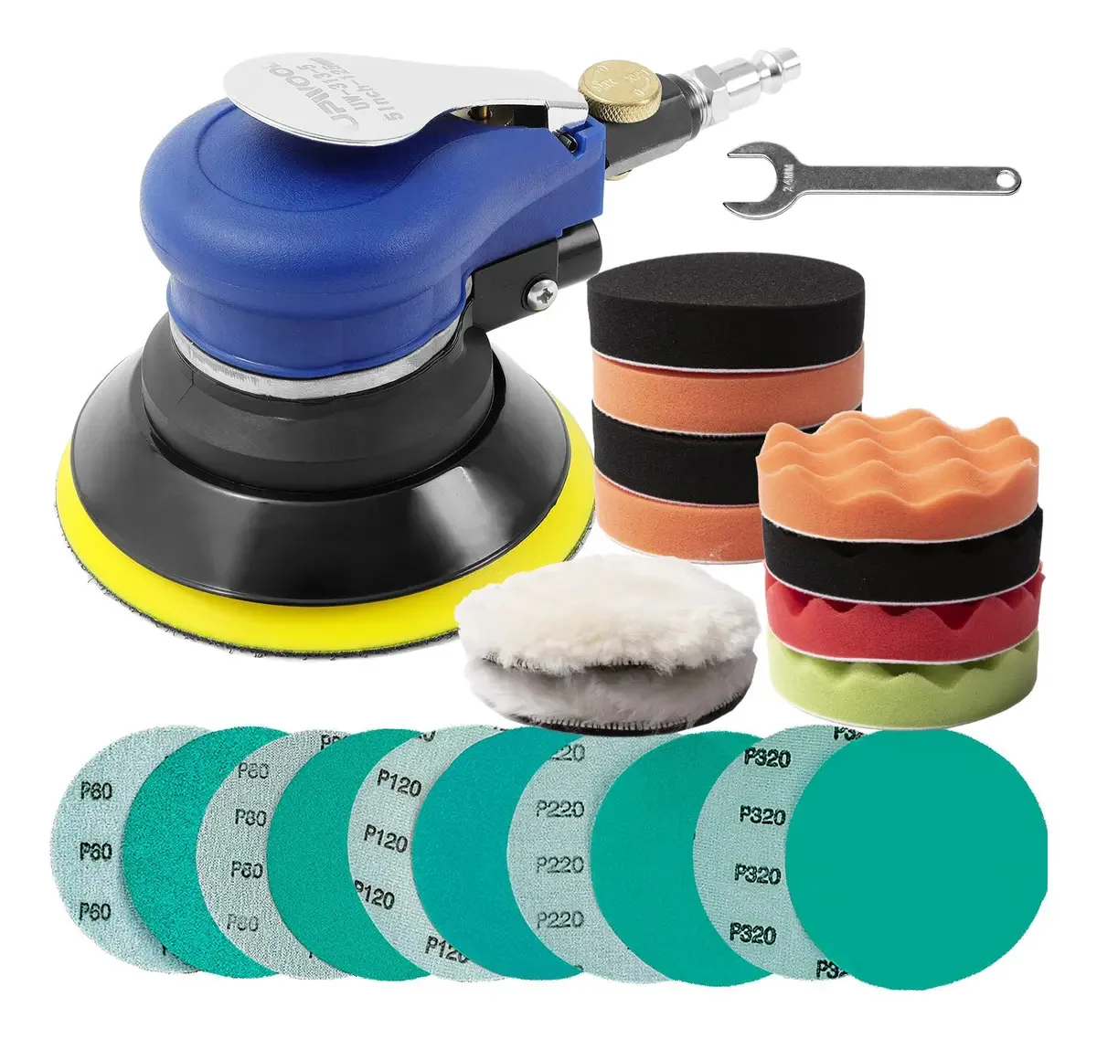 Kit completo de lixadeira orbital pneumática de 5 polegadas