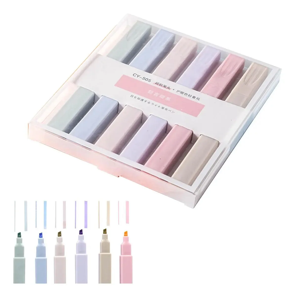 6 marcadores estéticos bíblicos, marcadores estéticos, marcadores de cores variadas, marcadores em tons pastel com ponta de cinzel, papelaria para anotações de diário