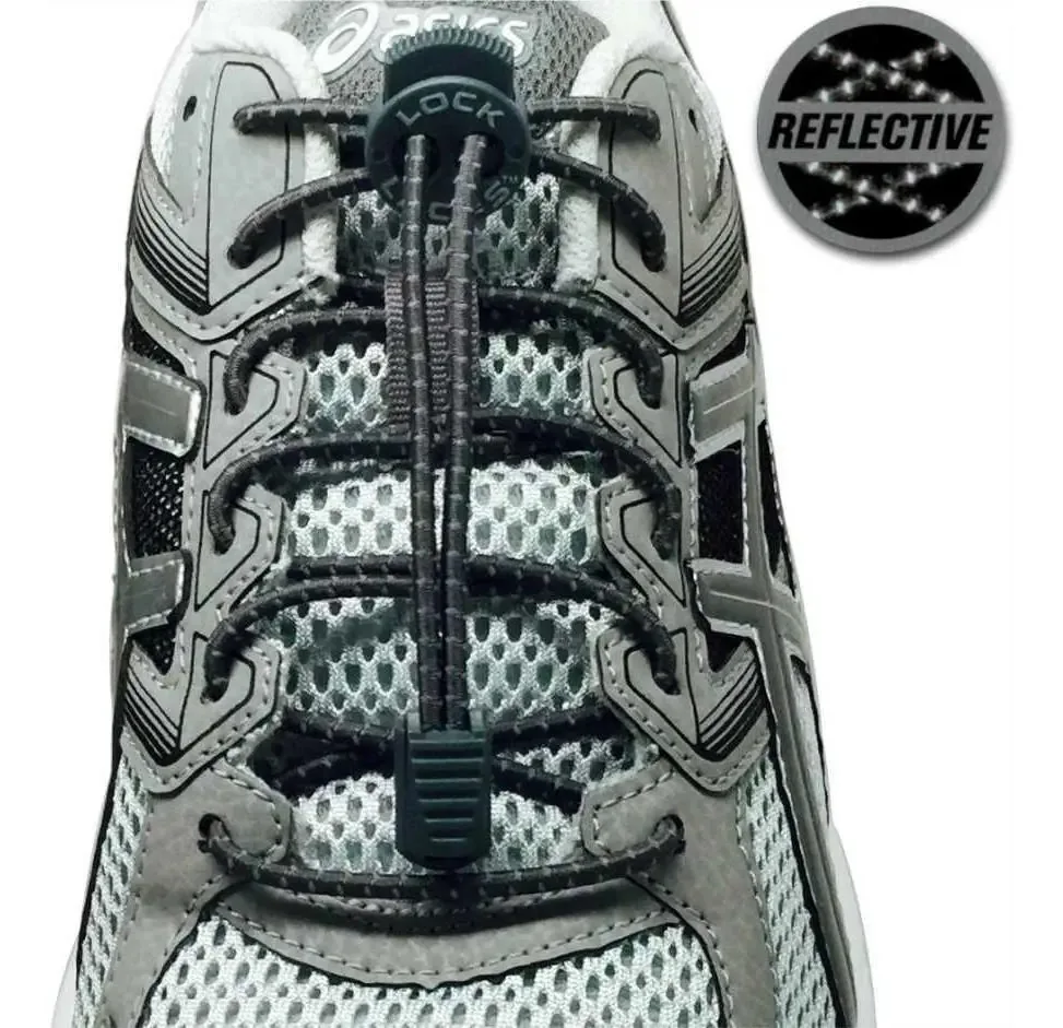 Cadarço Elastico Refletivo Lock Laces Cinza