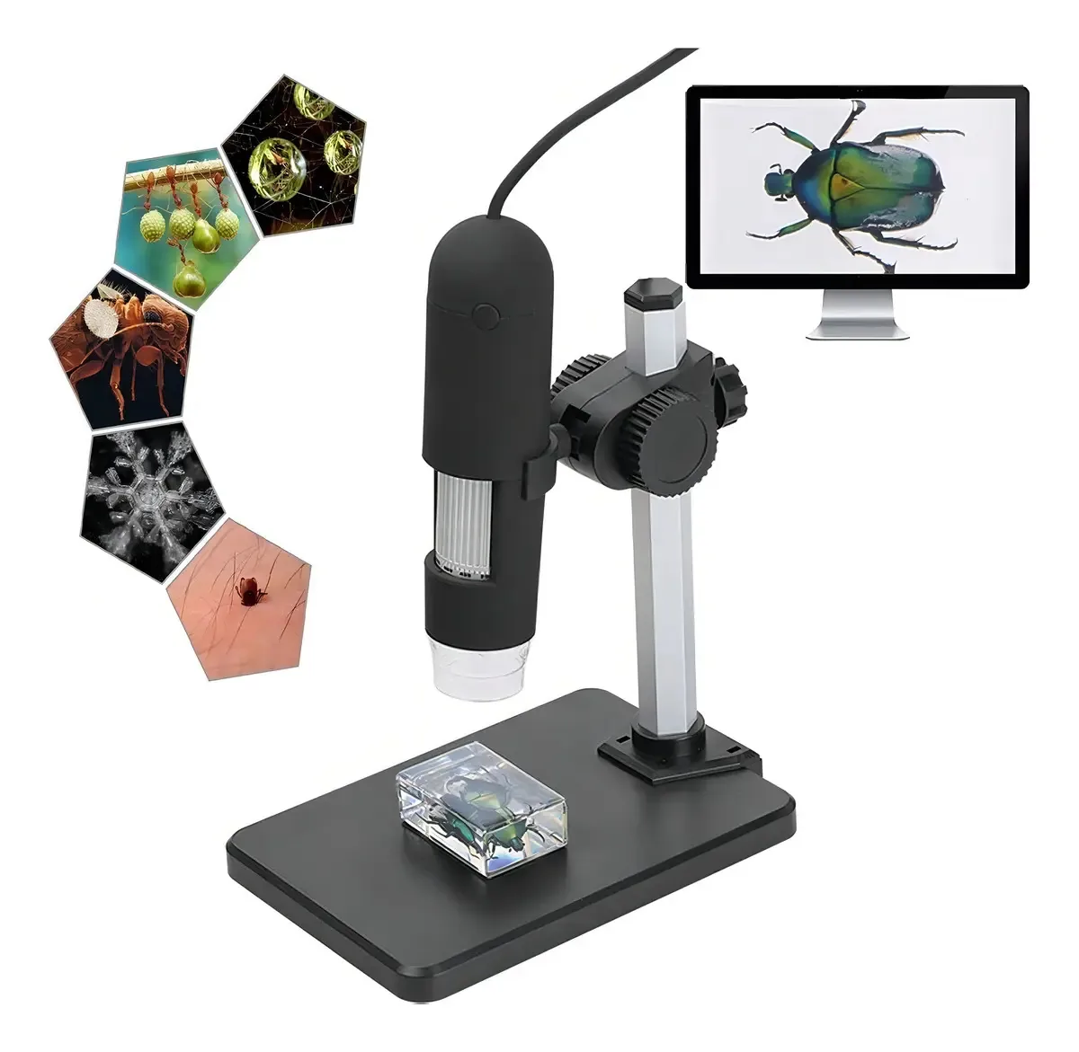 Microscópio Óptico Digital 1000x Eletrônico Usb Zoom Led