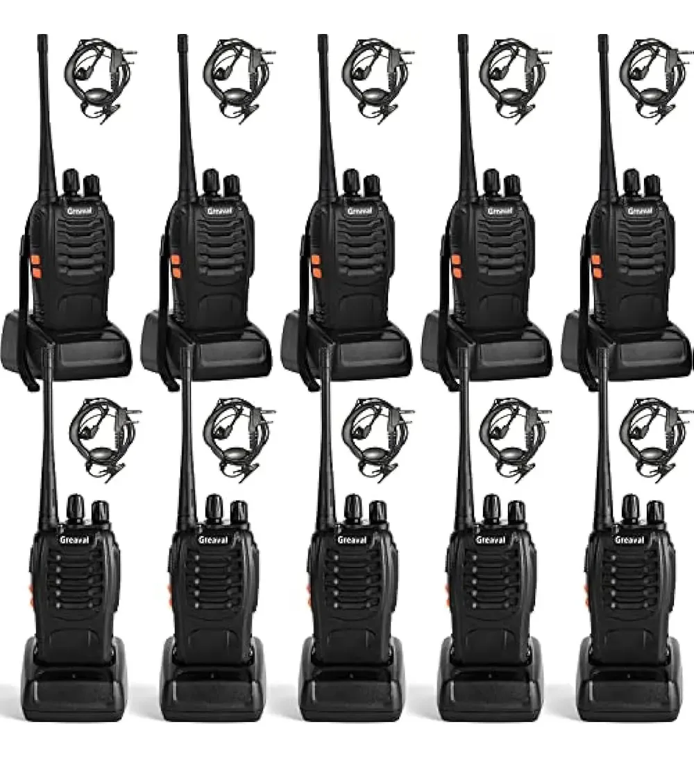 Pacote Greaval Walkie Talkies de 10 rádios bidirecionais