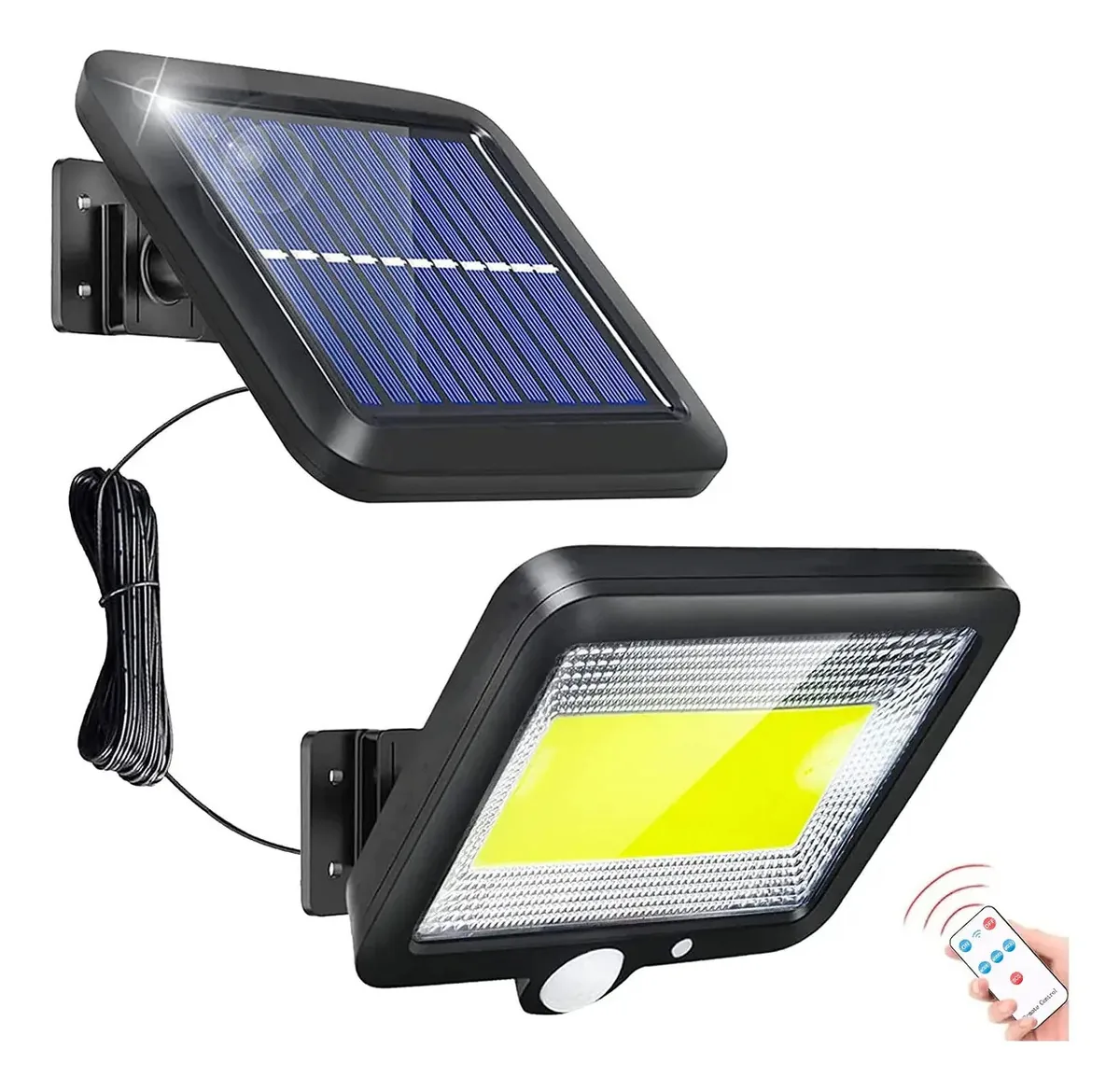 Luz Solar Exterior, 100 Cob(led) Lâmpada Solar Recarregável Luz Solar Exterior Jardim, Ip65 Impermeável Iluminação Exterior Com Sensor De Movimento Para Jardim, Pátio, Terraço, Casa, Caminho