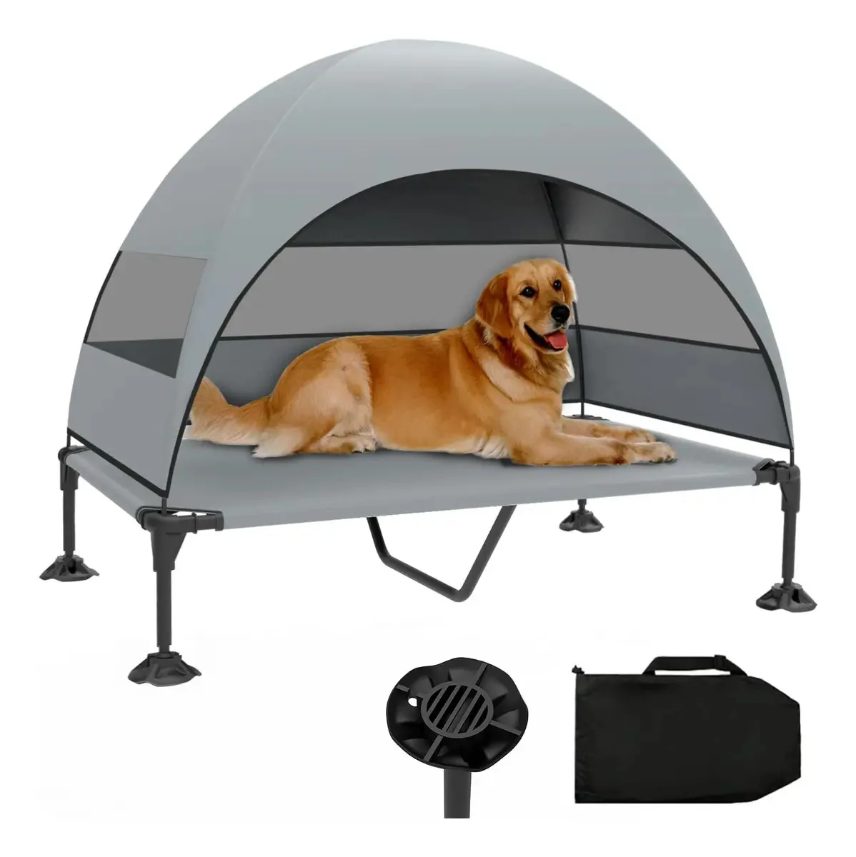 Cama elevada para cães com toldo, cama elevada para cães