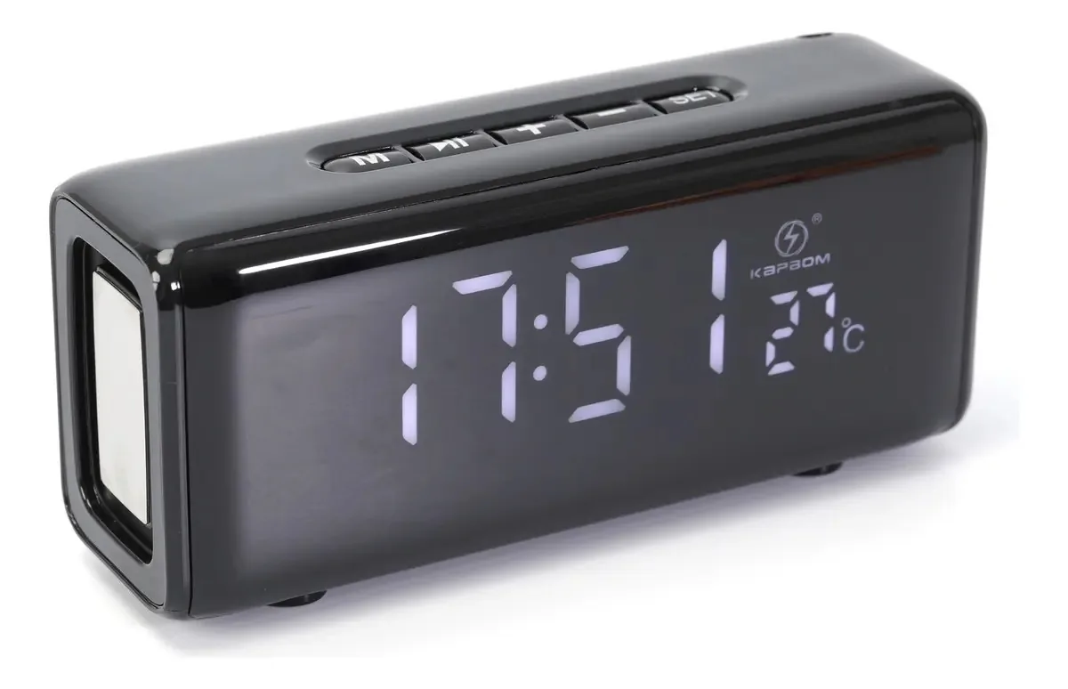 Caixa De Som Bluetooth Com Relogio Qualidade De Som Rgb Cor Preto