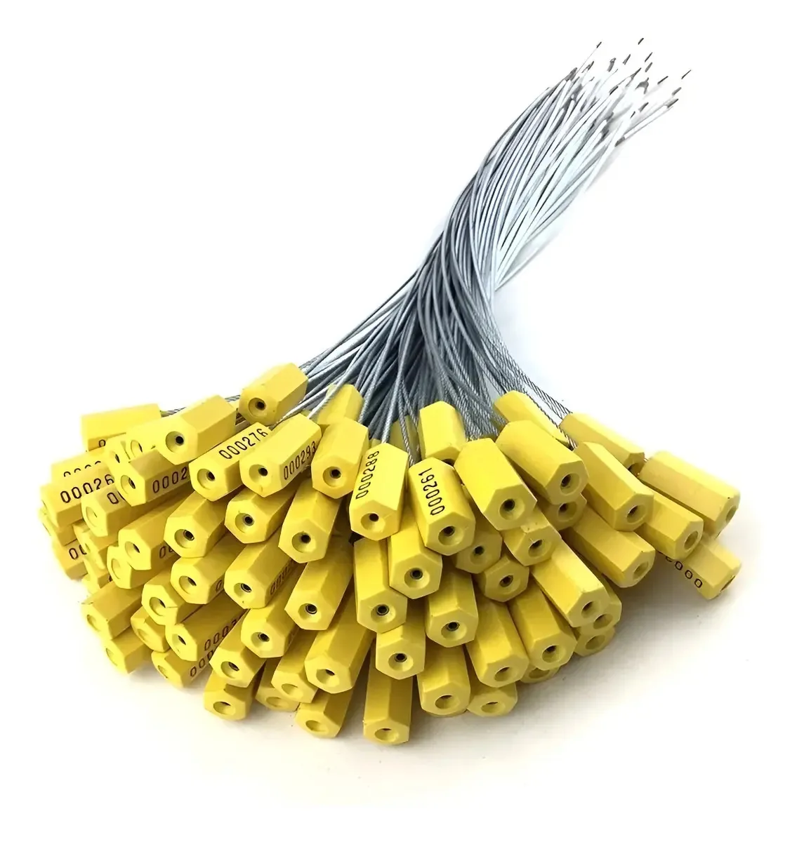 150 vedações, selo de segurança para cabos, aço foliado, 30 cm, cor: amarelo